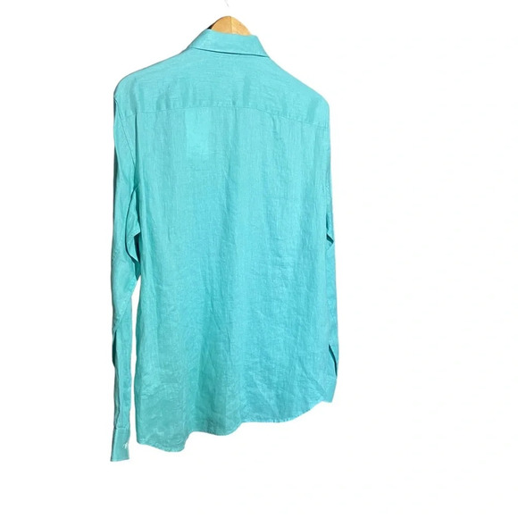 NWT Theory Men’s Celadon Relaxed Linen Button Down‎ Size Medium 100% Linen - Picture 4 of 9